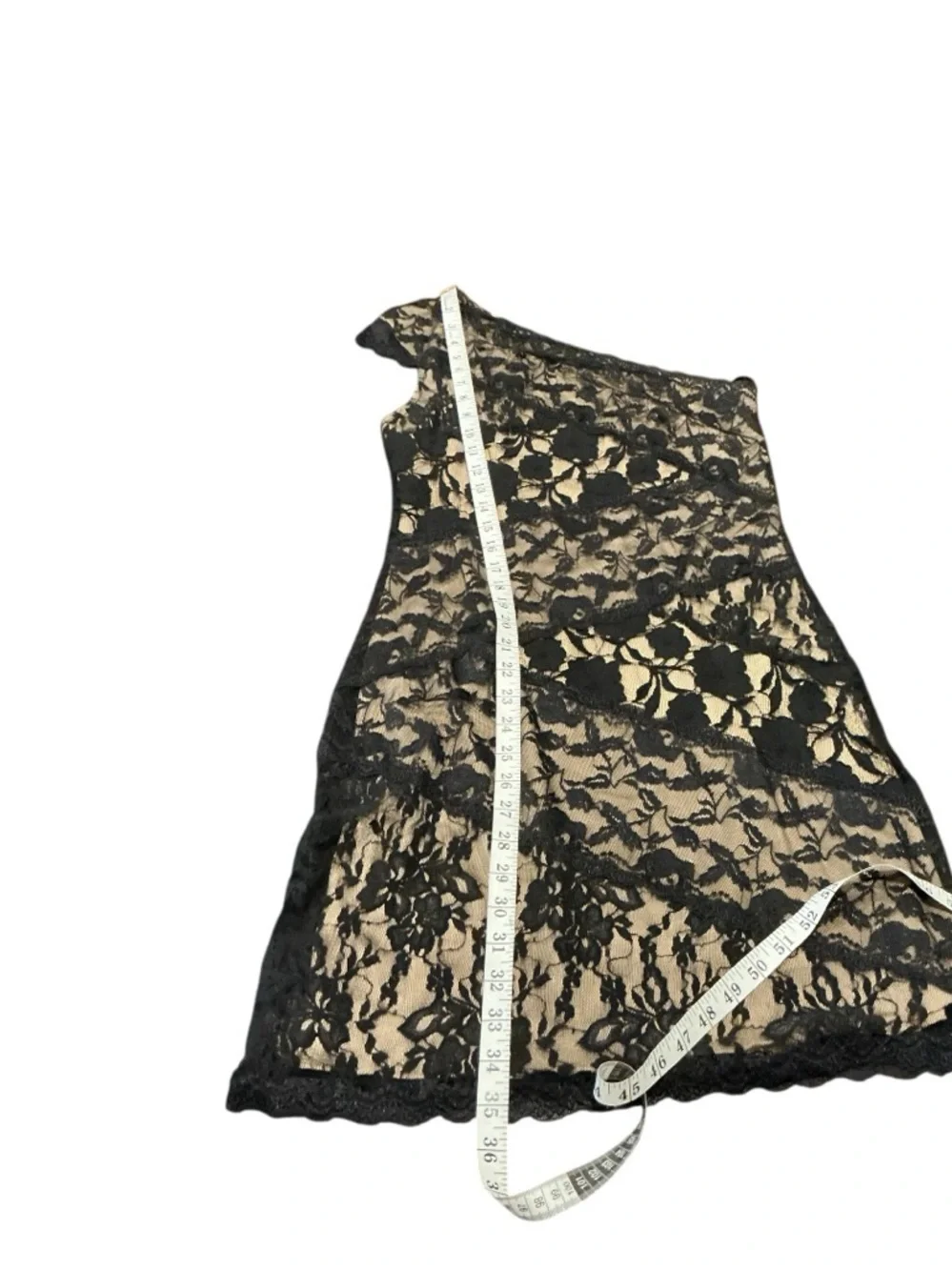 Onyx Nite Lace One Shoulder Dress Size 10 Black Nude Cocktail Elegant - Picture 5 of 8